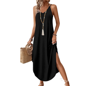 Boho Maxi Sundress With Halter Style And Beach Vacation Look For Women