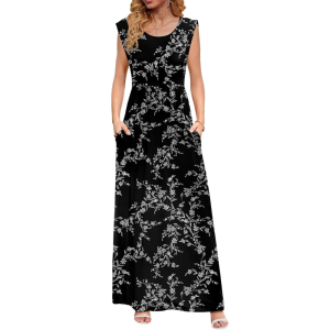 Casual Short Sleeve Summer Long Sundress With Pockets For Women
