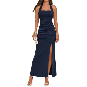 Sleeveless Halter Maxi Dress With Side Slit For Women