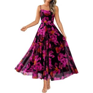 Floral Long Maxi Dress With Spaghetti Strap For Women