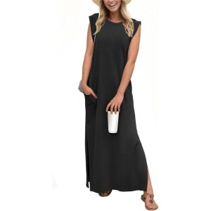 Casual And Loose Split Wrinkle Free Long Maxi Dress For Women